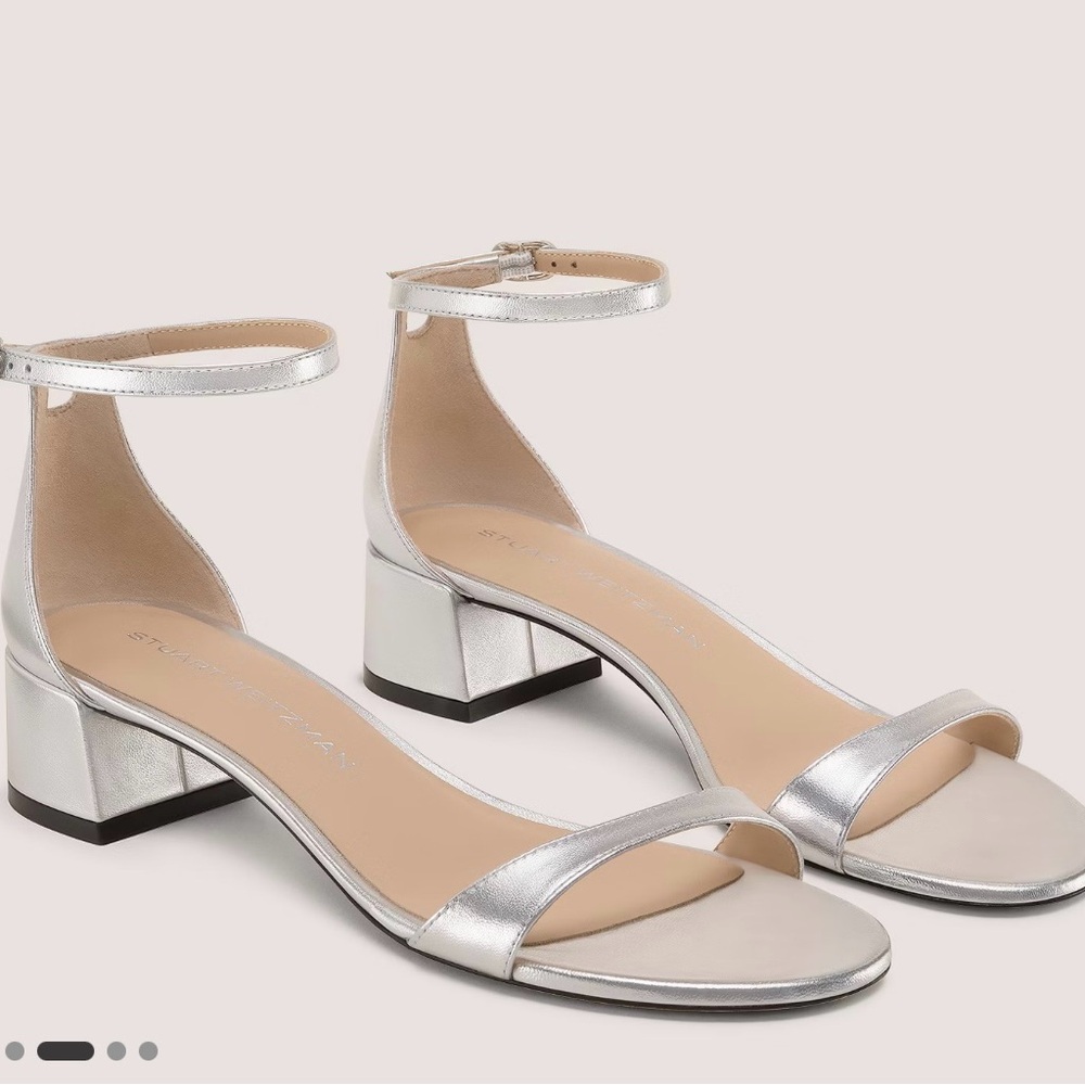 Stuart Weitzman Metallic Leather Ankle Strap Sandals